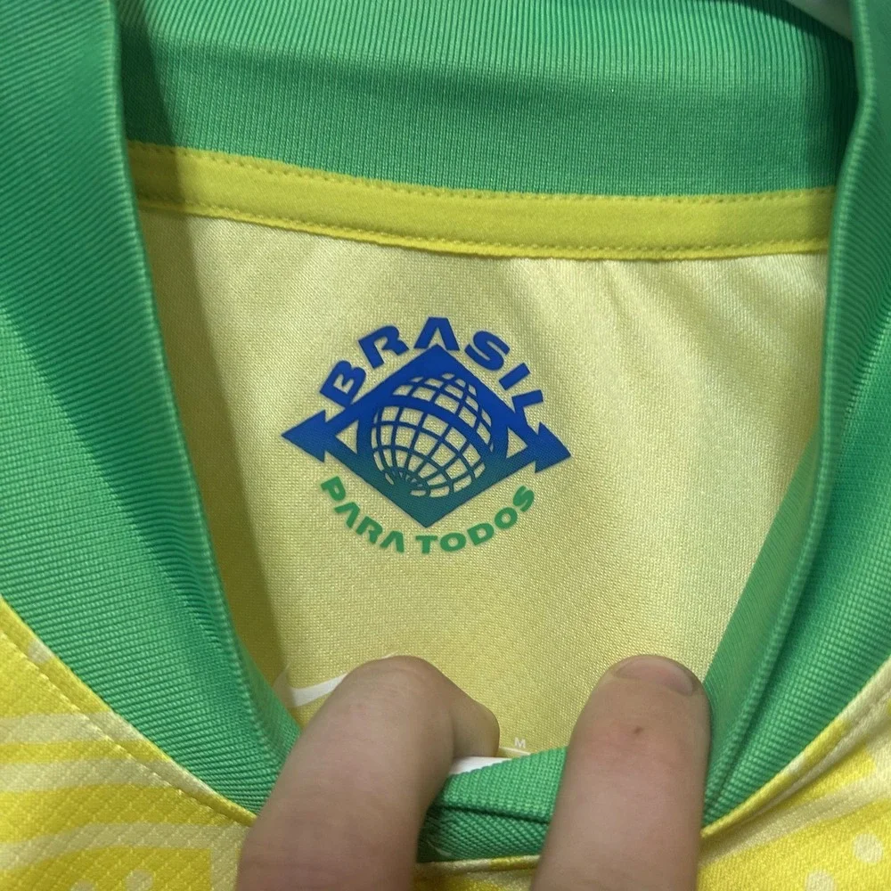 Nike Brasil Soccer Jersey Kids Youth Medium Yellow Green FJ4409-706 CBF Brazil